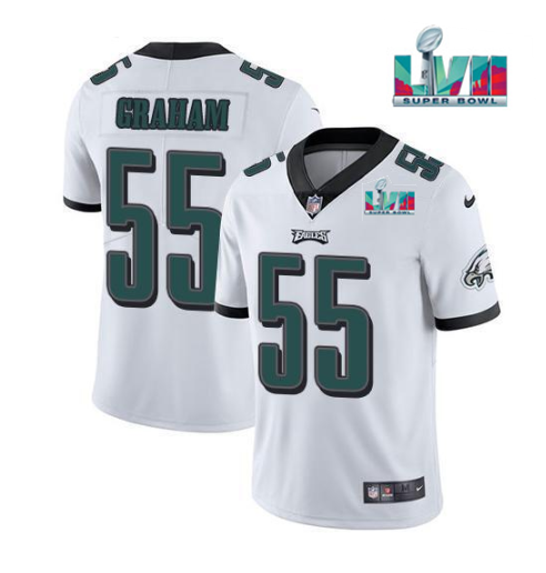 Men's Philadelphia Eagles #55 Brandon Graham White Super Bowl LVII Patch Vapor Untouchable Limited Stitched Football Jersey